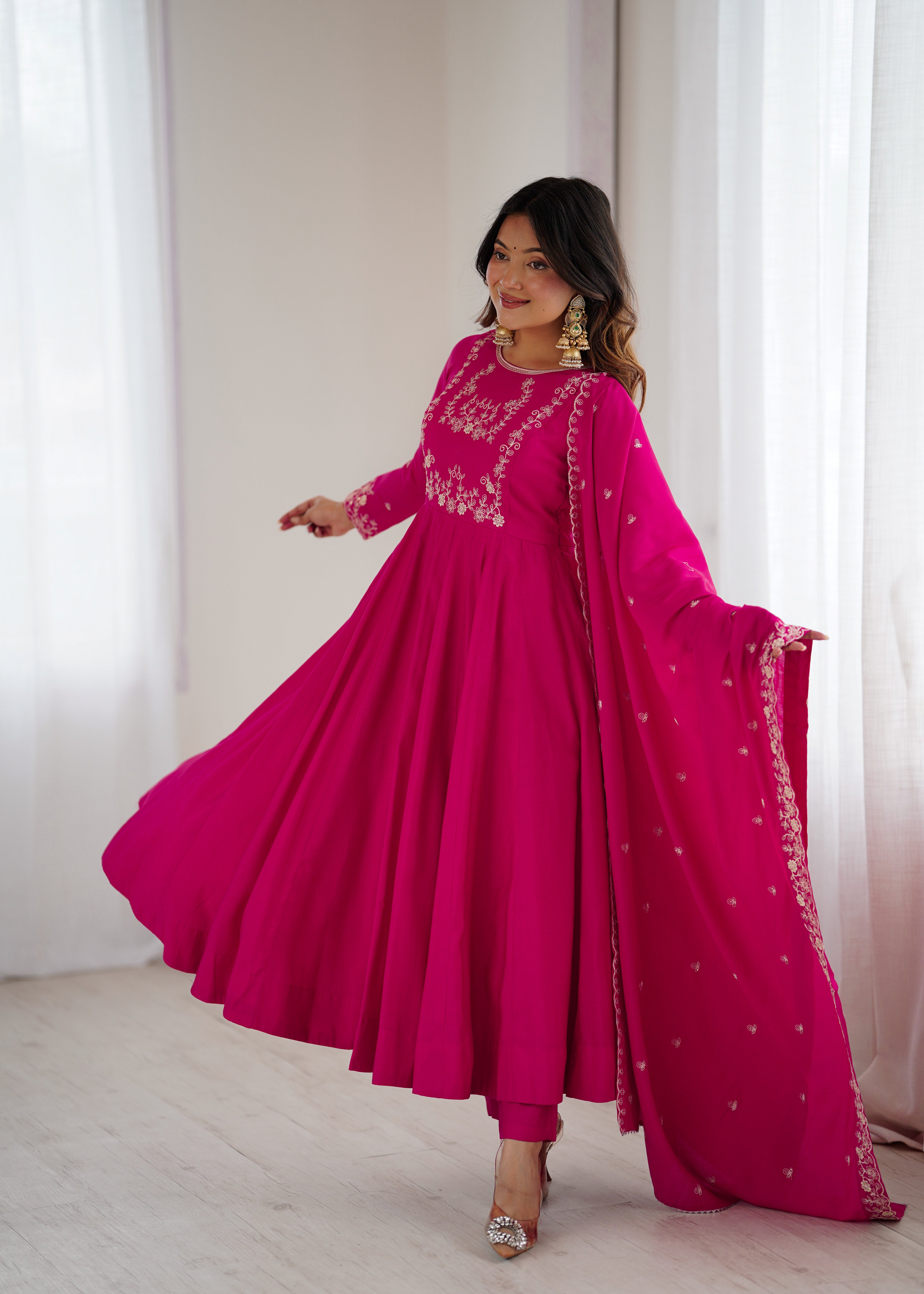 Ruhani Pink Premium Quality Anarkali Suit Set