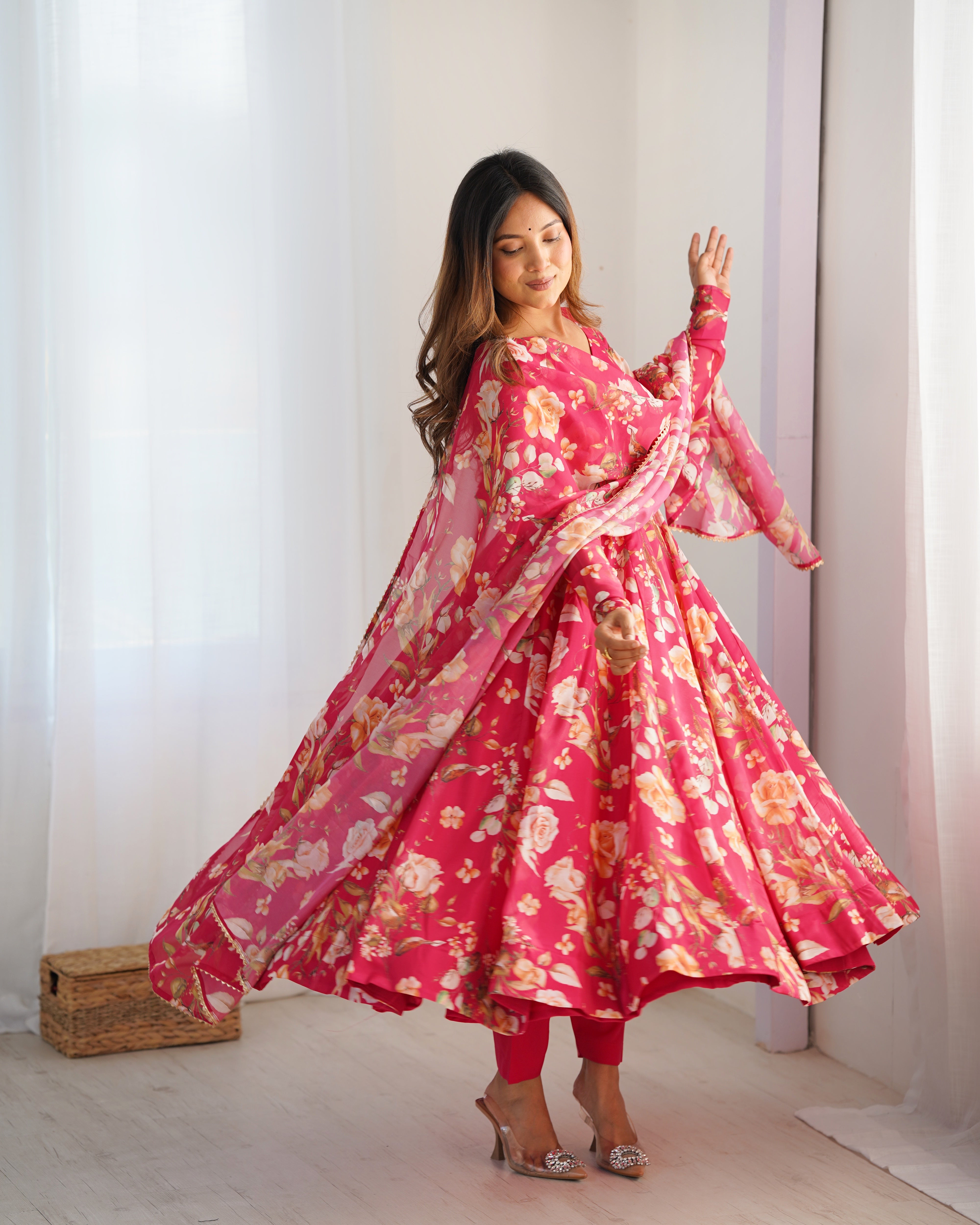 Premium Organza Silk Anarkali Set with Gota Patti Dupatta