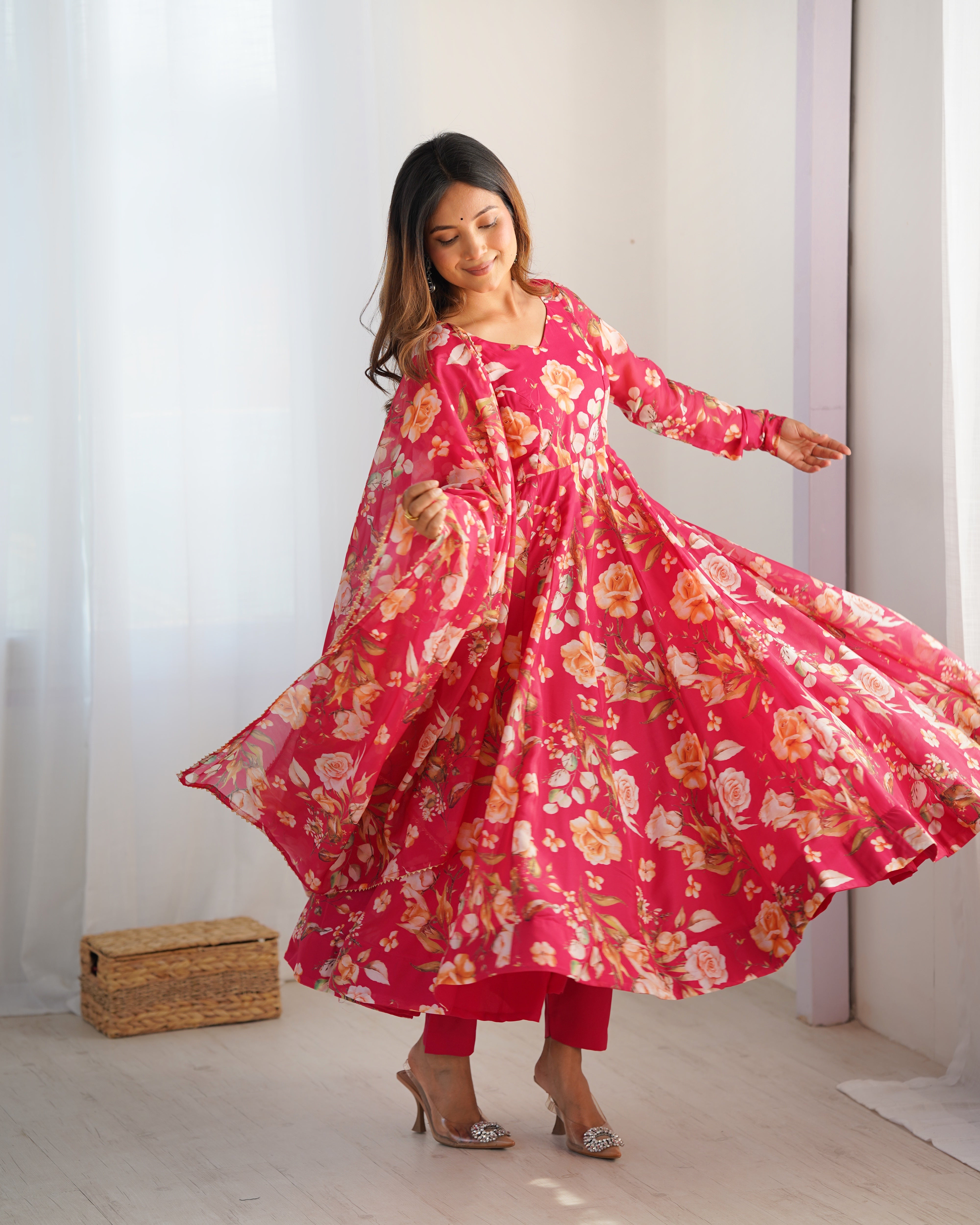 Premium Organza Silk Anarkali Set with Gota Patti Dupatta