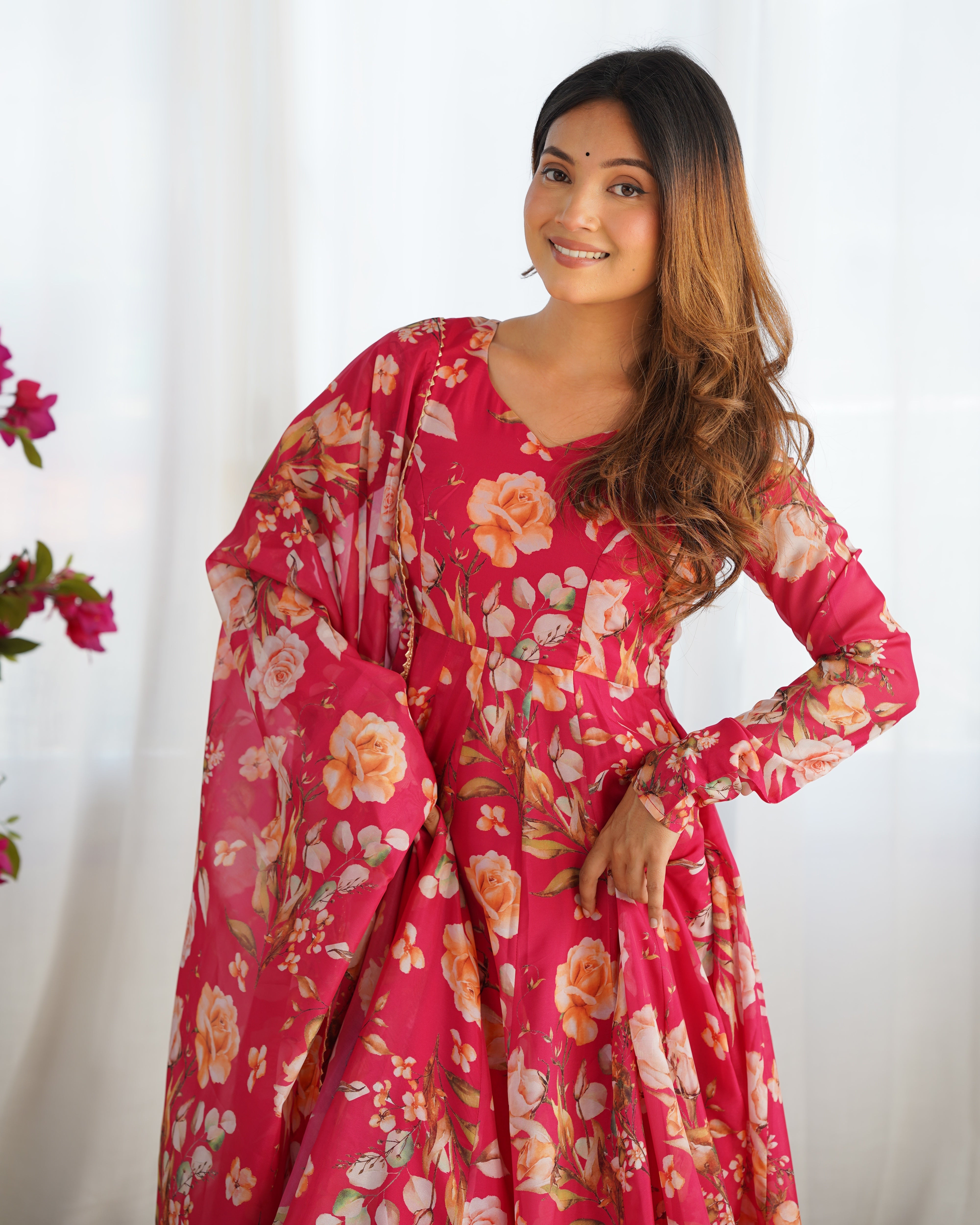 Premium Organza Silk Anarkali Set with Gota Patti Dupatta