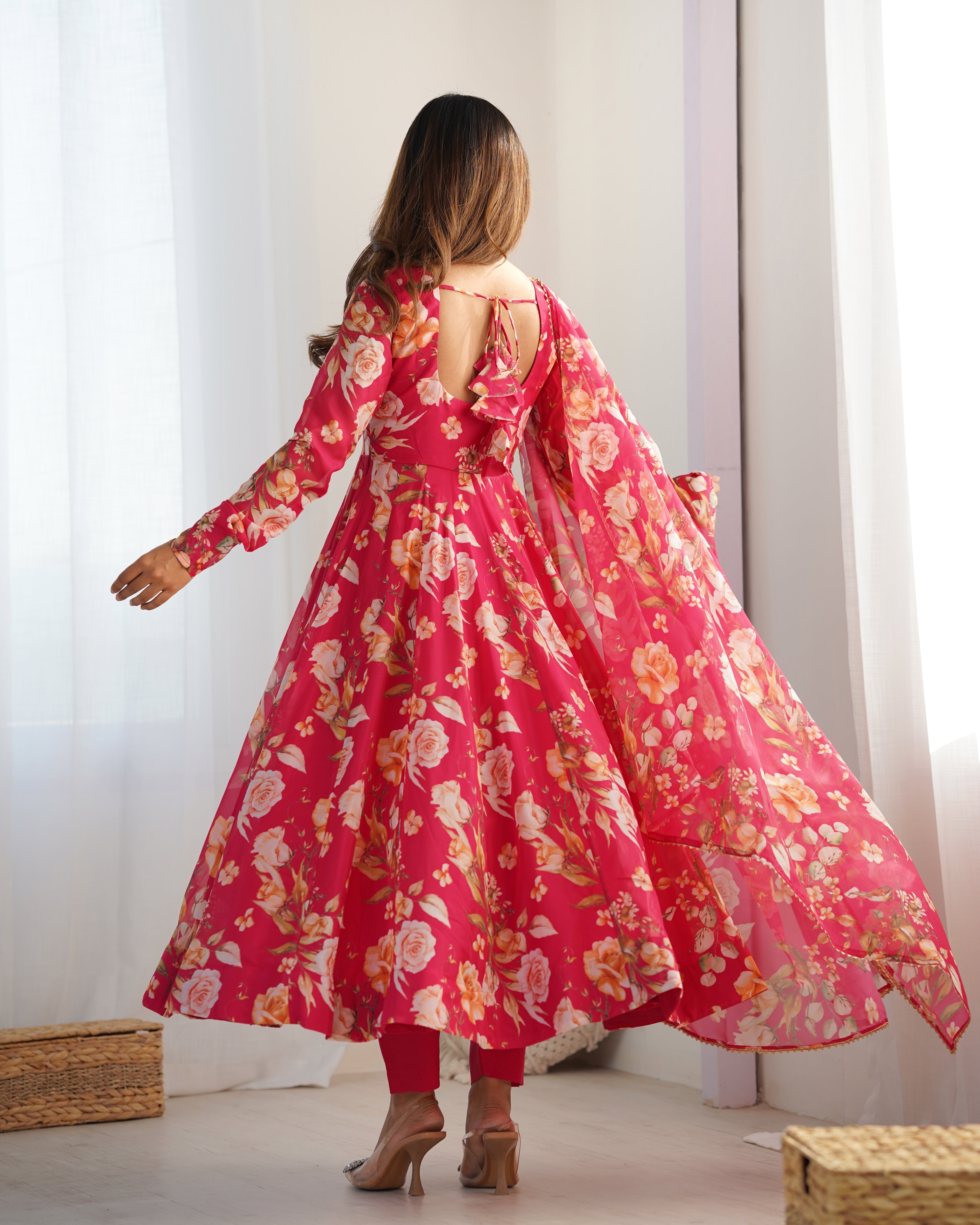Premium Organza Silk Anarkali Set with Gota Patti Dupatta