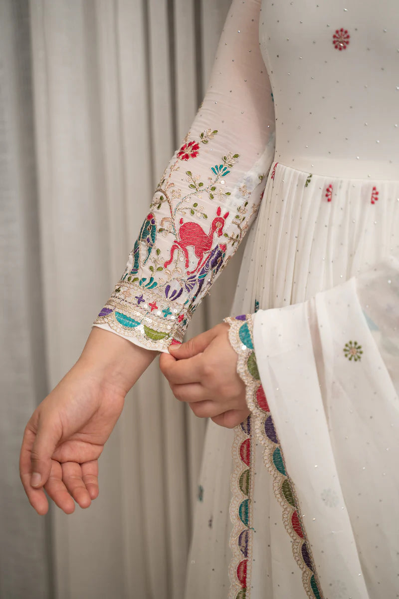 White Designer Partwear Georgette Anarkali Suit Set