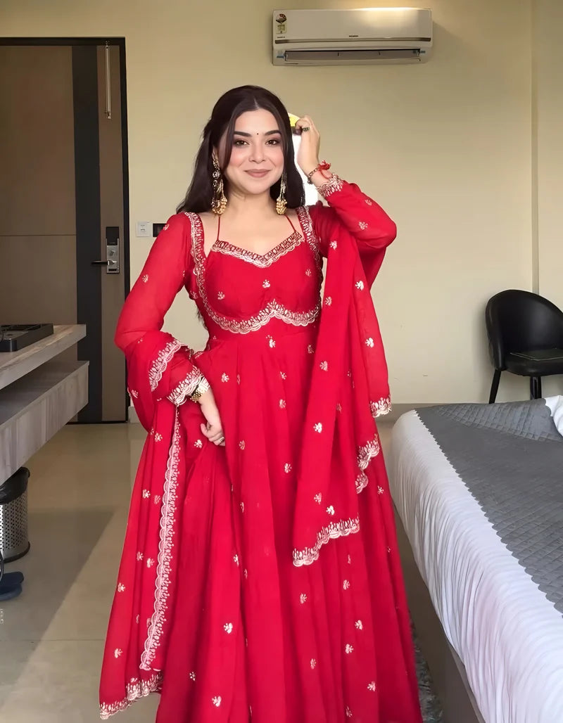 New Partywear Heavy Faux Georgette Designer Kurta Set