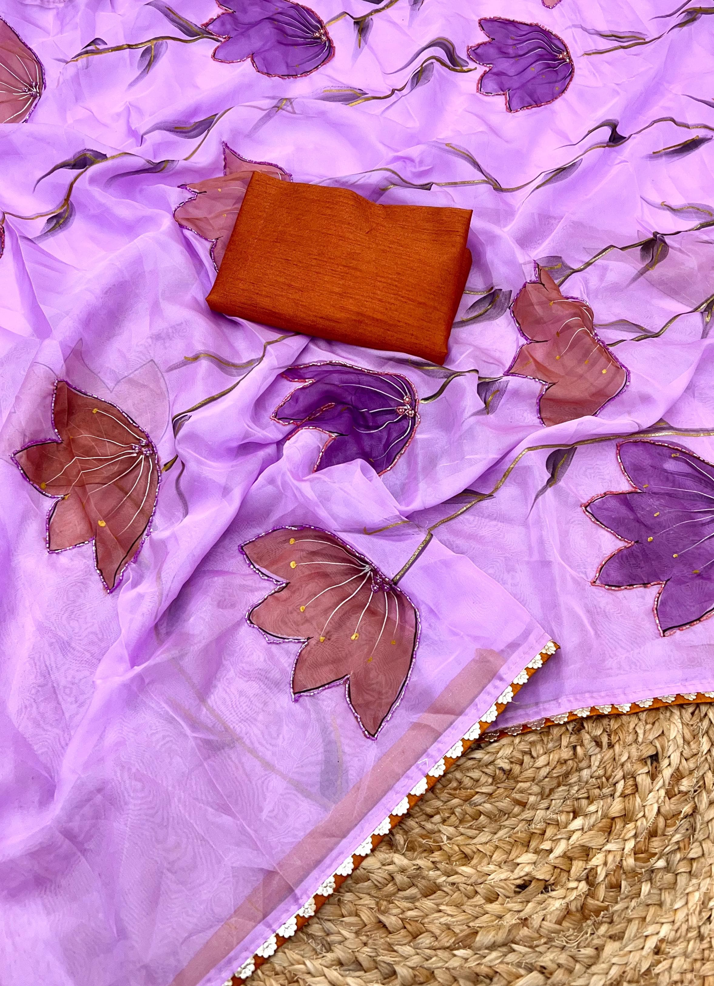 Purple Color Partywear Designer Pure Soft Tebby Silk Saree
