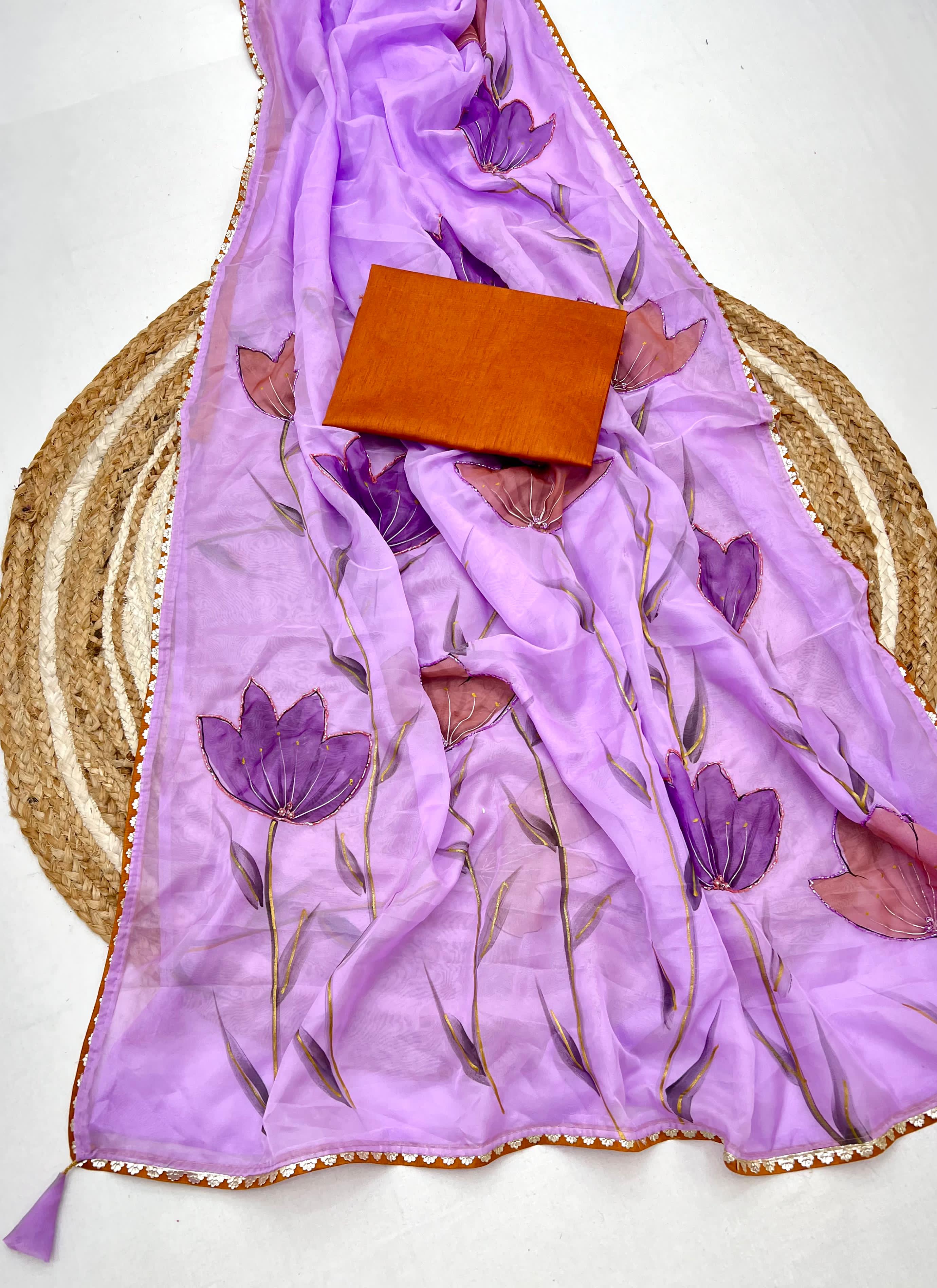 Purple Color Partywear Designer Pure Soft Tebby Silk Saree