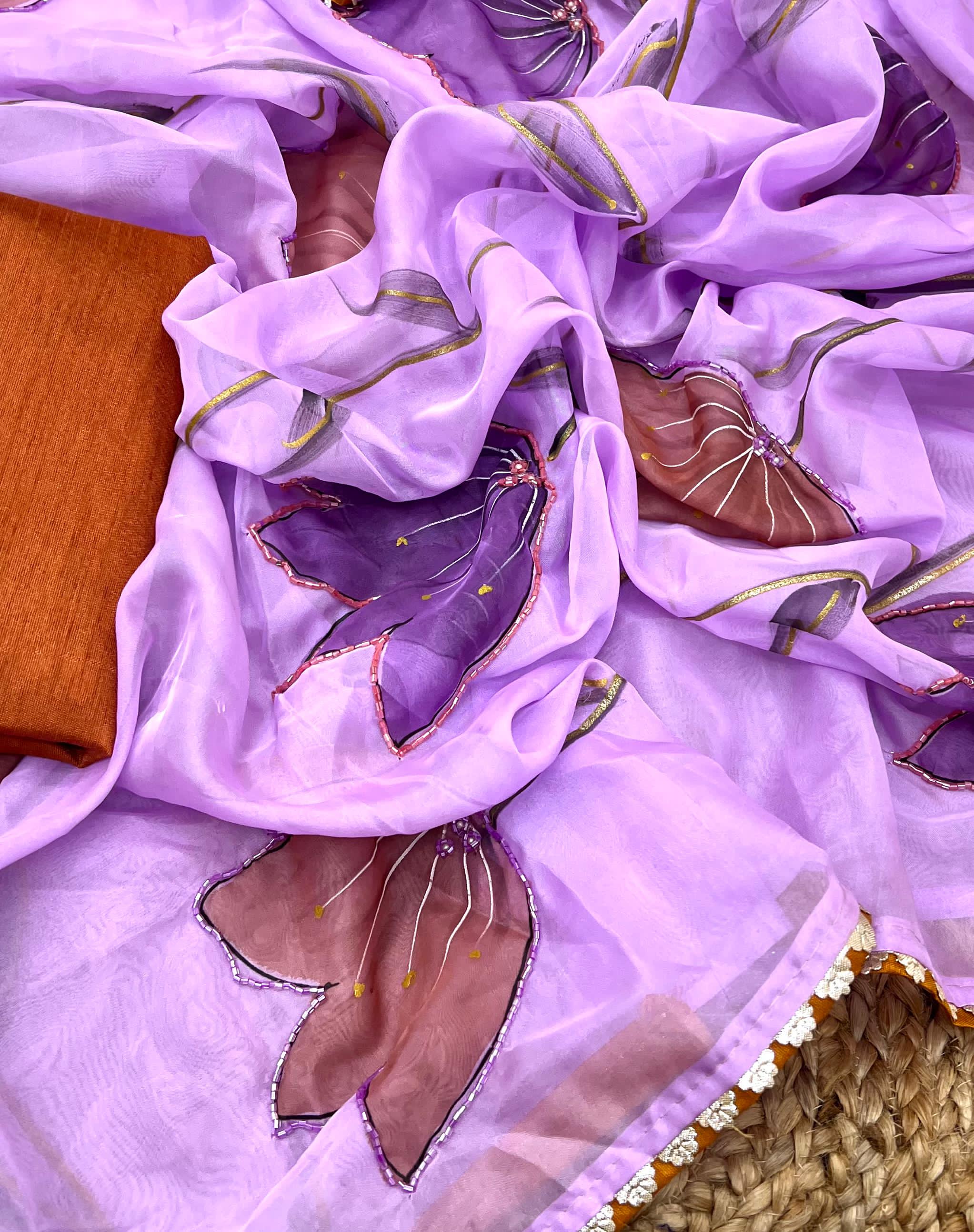 Purple Color Partywear Designer Pure Soft Tebby Silk Saree