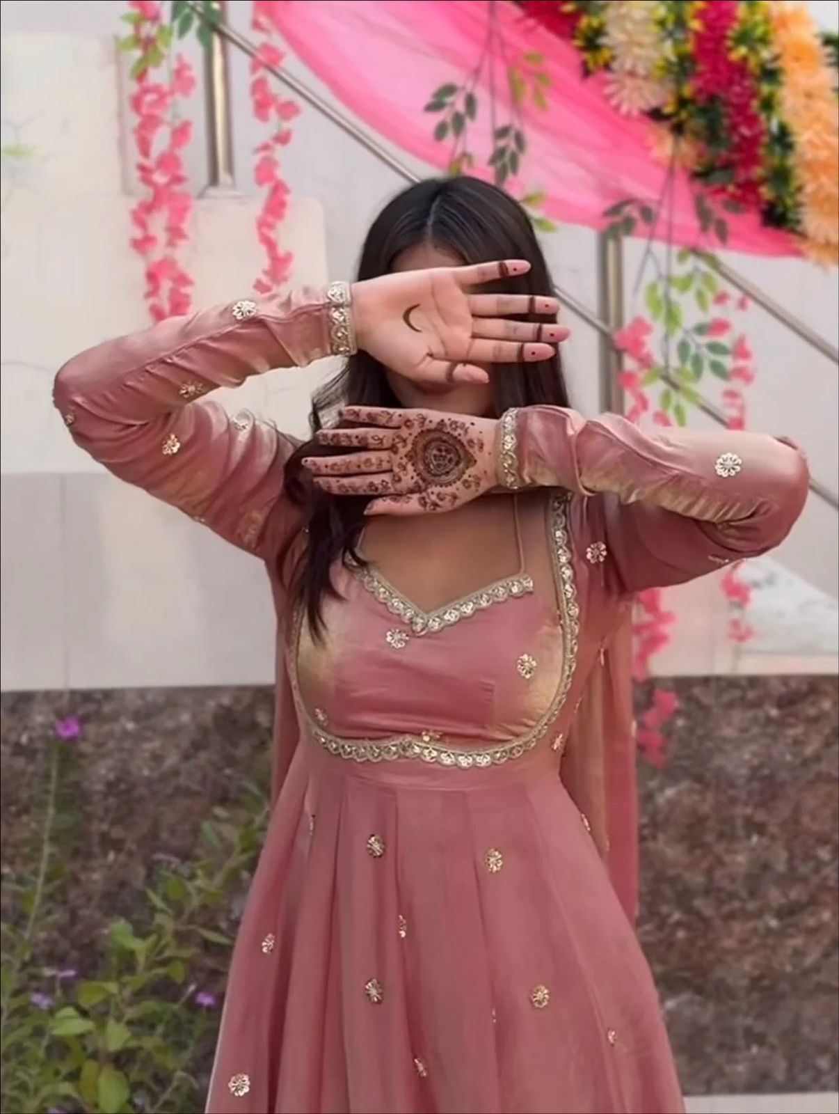 Sandhya Fendy Silk Blush Pink Anarkali Premium Suit Set