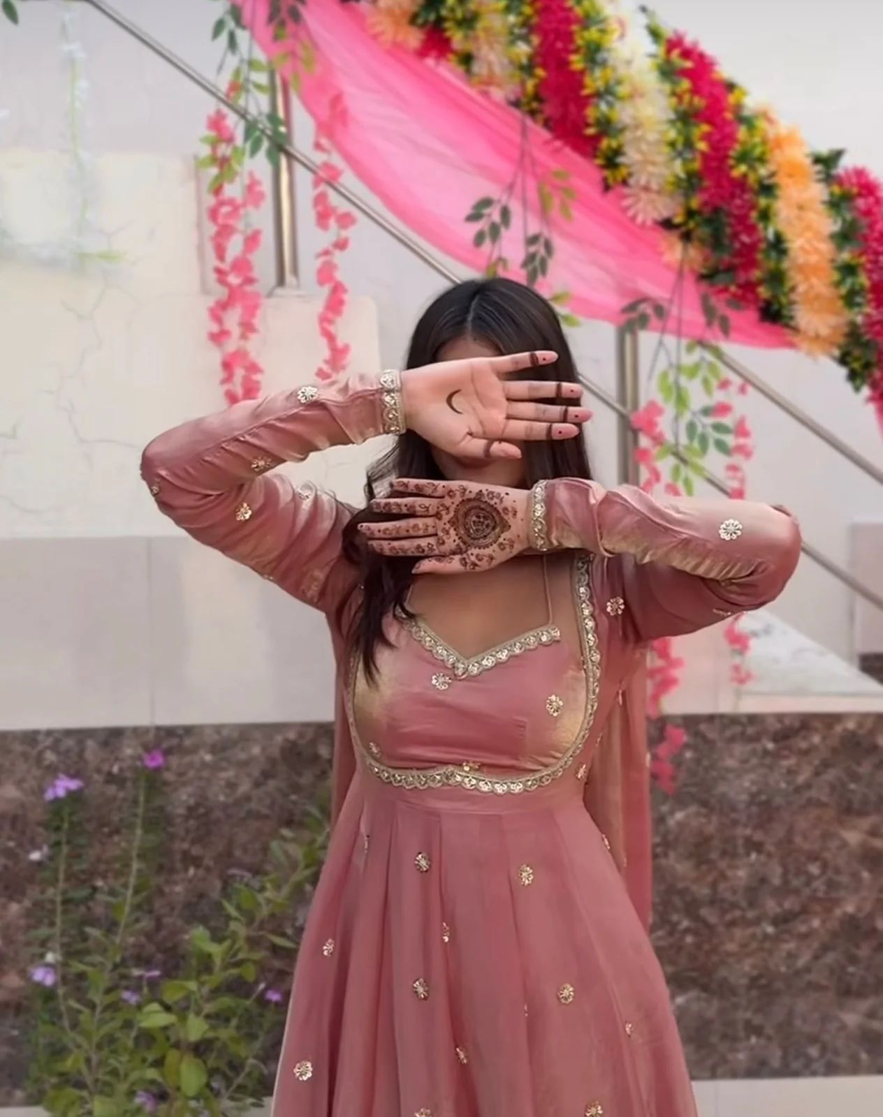 Sandhya Fendy Silk Blush Pink Anarkali Premium Suit Set