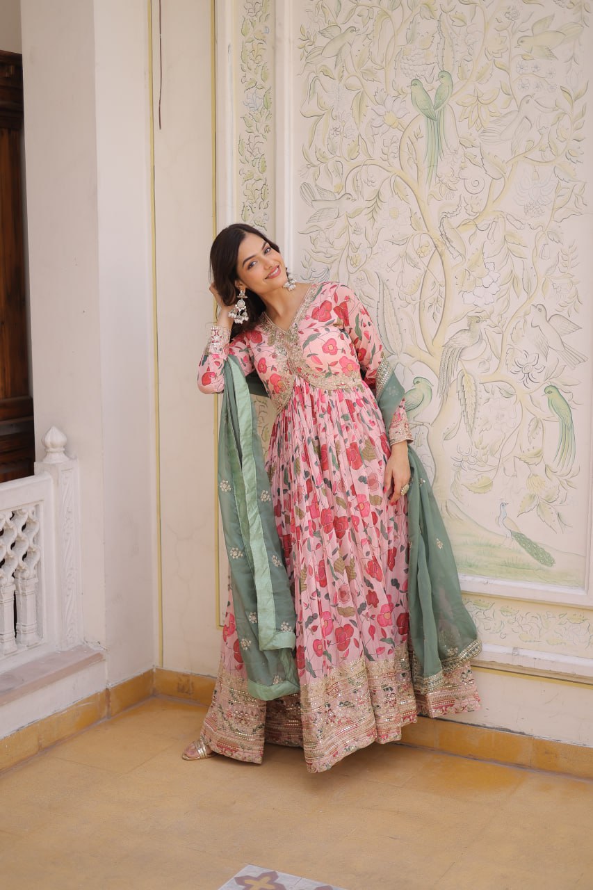 Digital Printed Anarkali Set with Dupatta