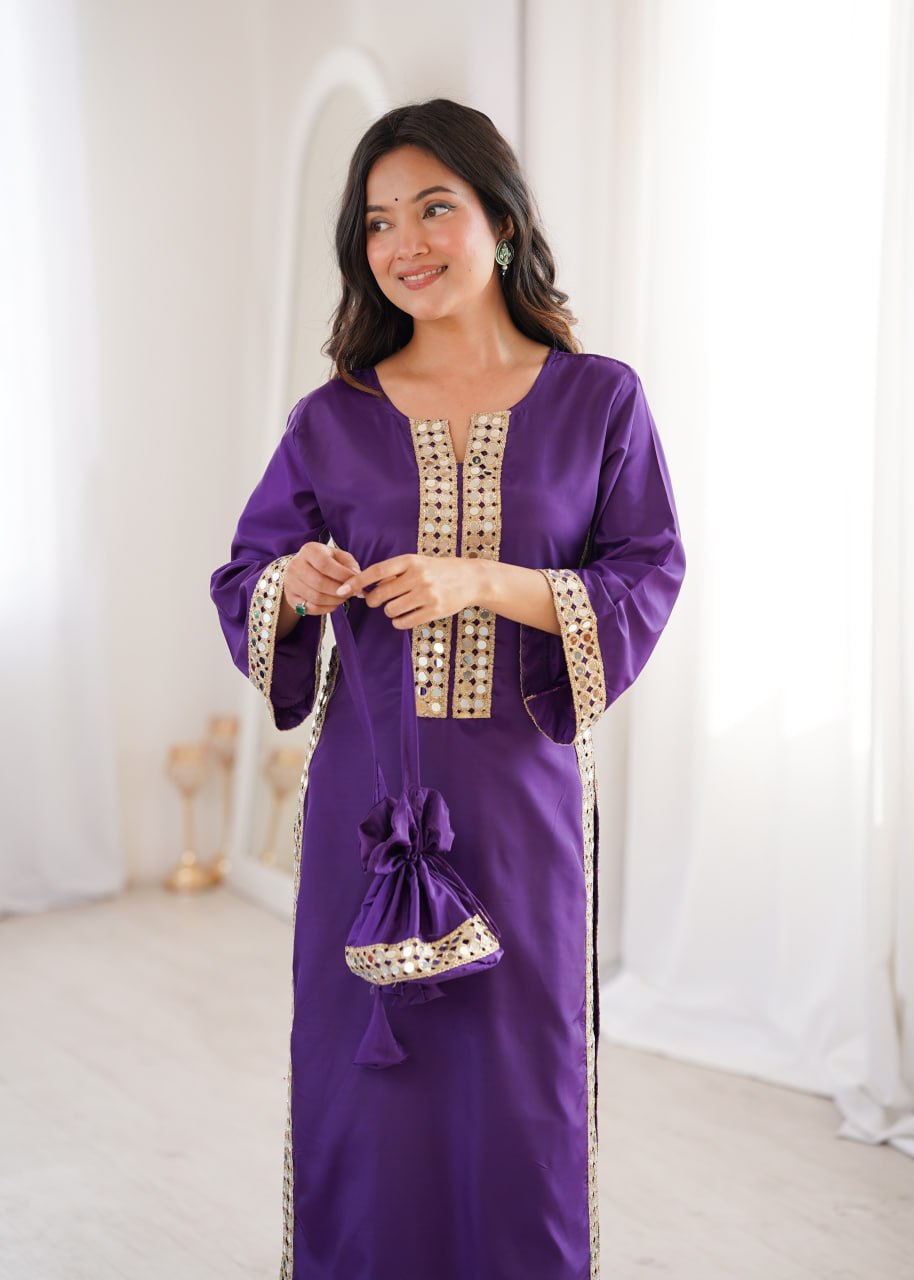 Mirror Work Kurti Set with Batwa