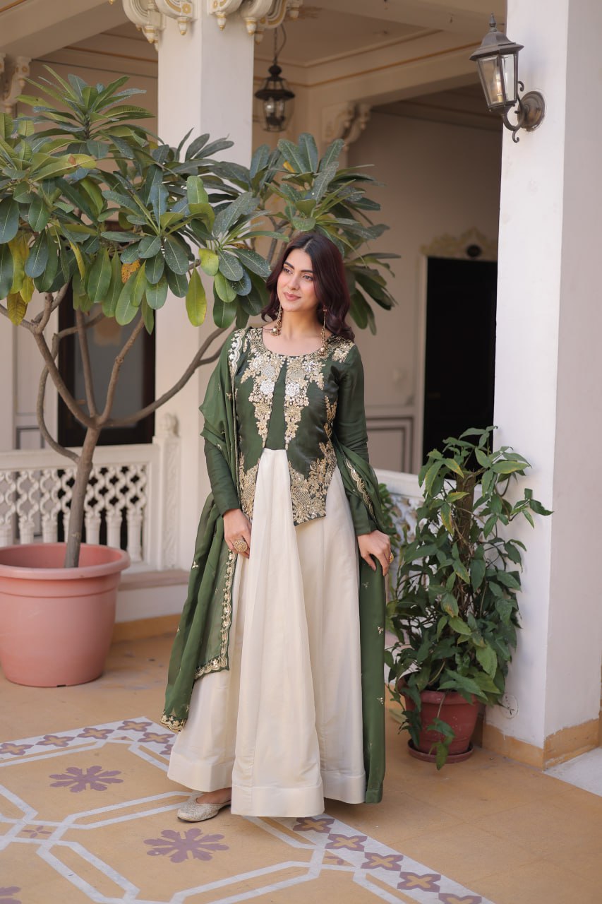 Designer Embroidered Gown with Dupatta