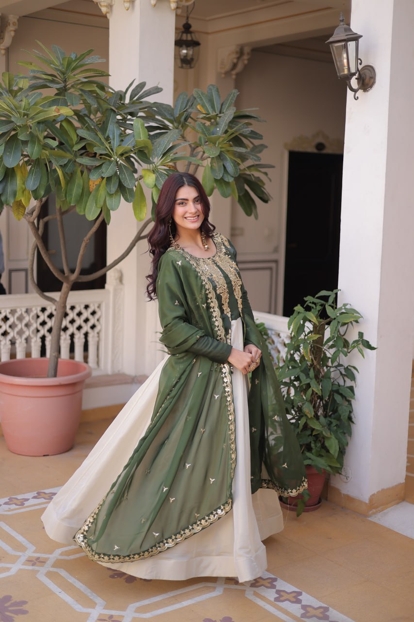Designer Embroidered Gown with Dupatta