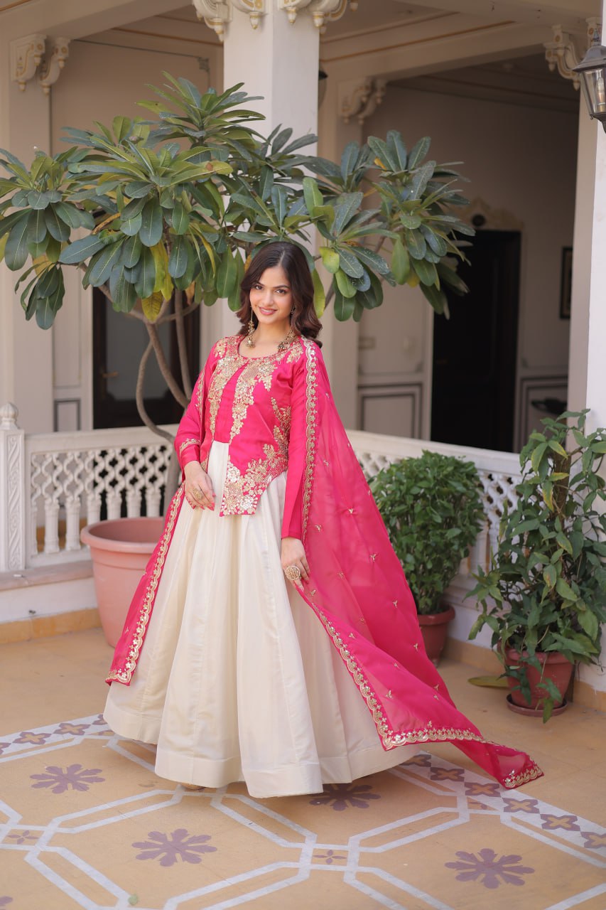 Designer Embroidered Gown with Dupatta