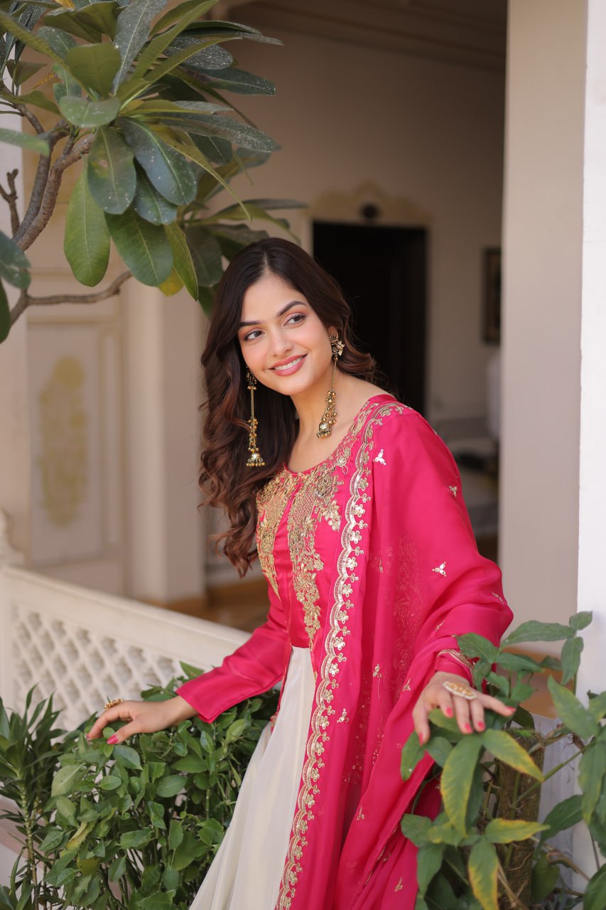 Designer Embroidered Gown with Dupatta