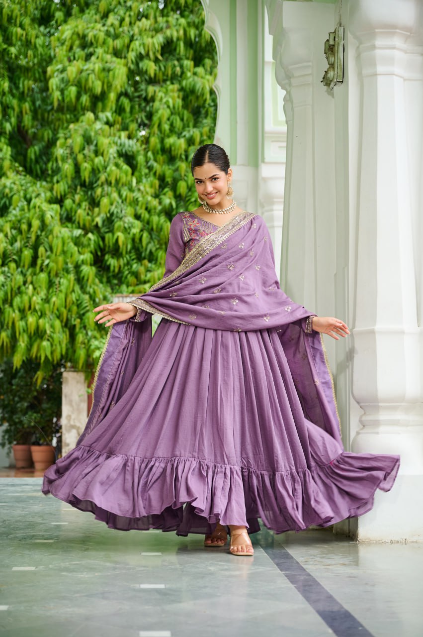 Designer stunning Vichitra Silk Gown