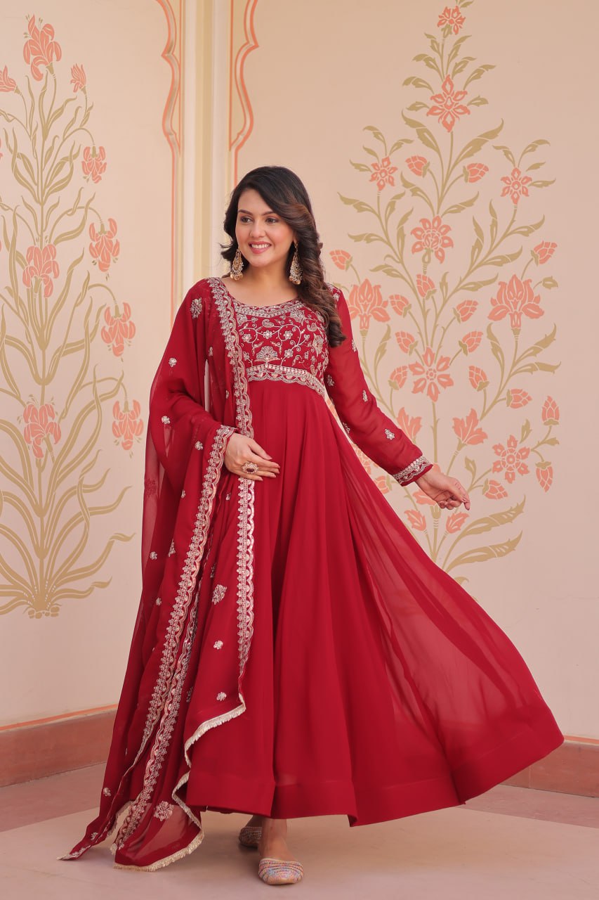 Designer Premium Faux Blooming Beads Embroidered Anarkali Set