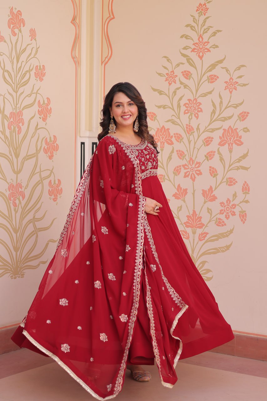 Designer Premium Faux Blooming Beads Embroidered Anarkali Set