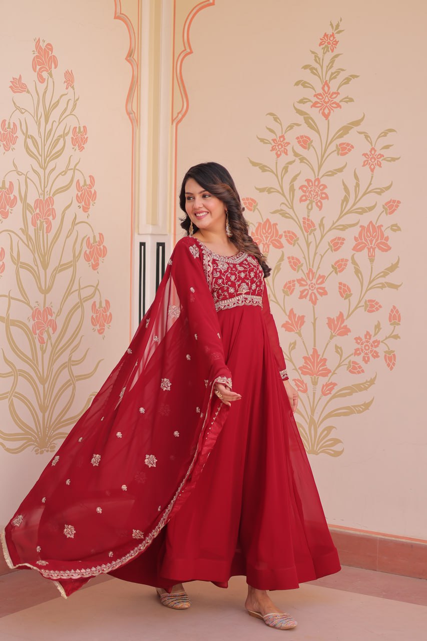 Designer Premium Faux Blooming Beads Embroidered Anarkali Set