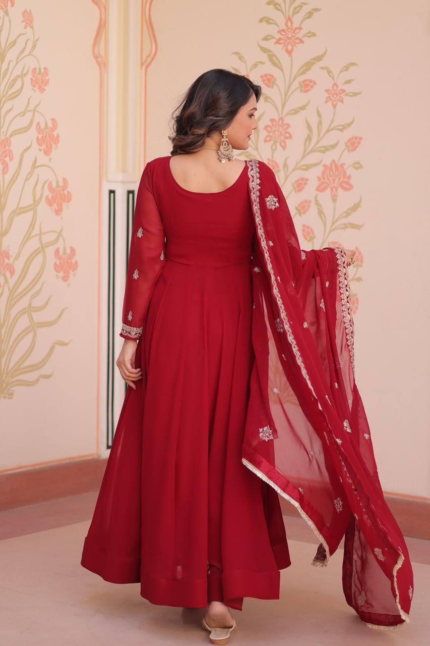 Designer Premium Faux Blooming Beads Embroidered Anarkali Set