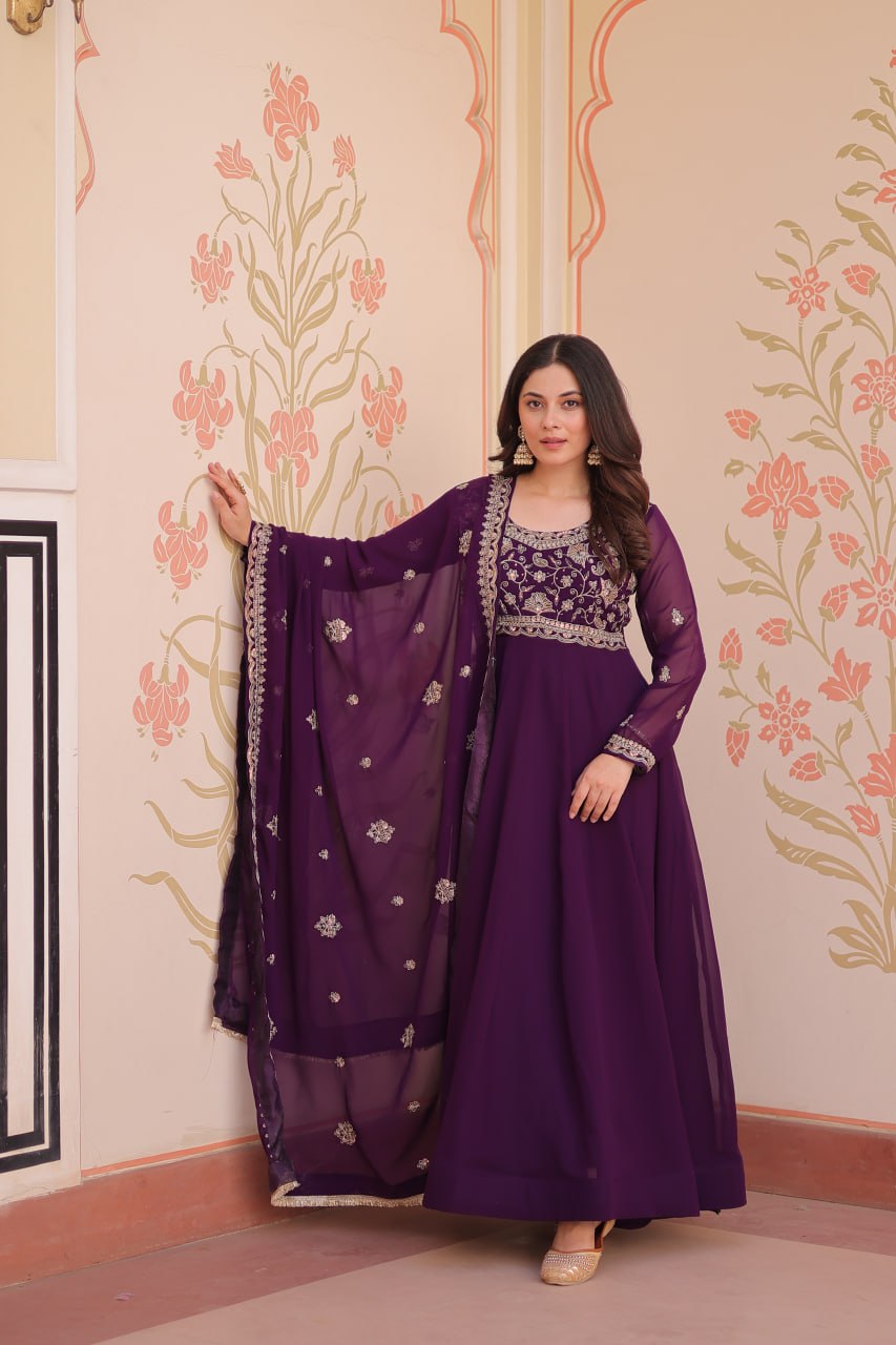 Designer Premium Faux Blooming Beads Embroidered Anarkali Set
