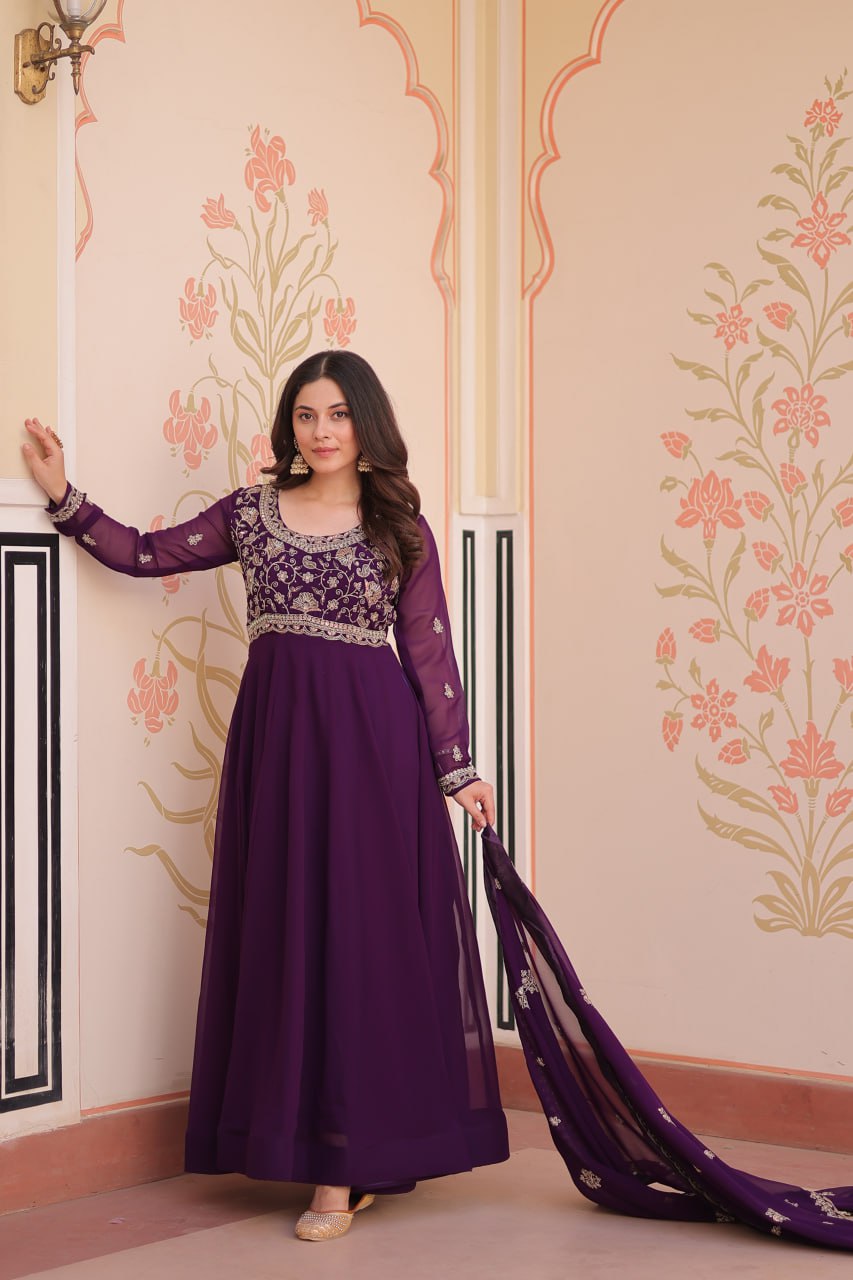 Designer Premium Faux Blooming Beads Embroidered Anarkali Set