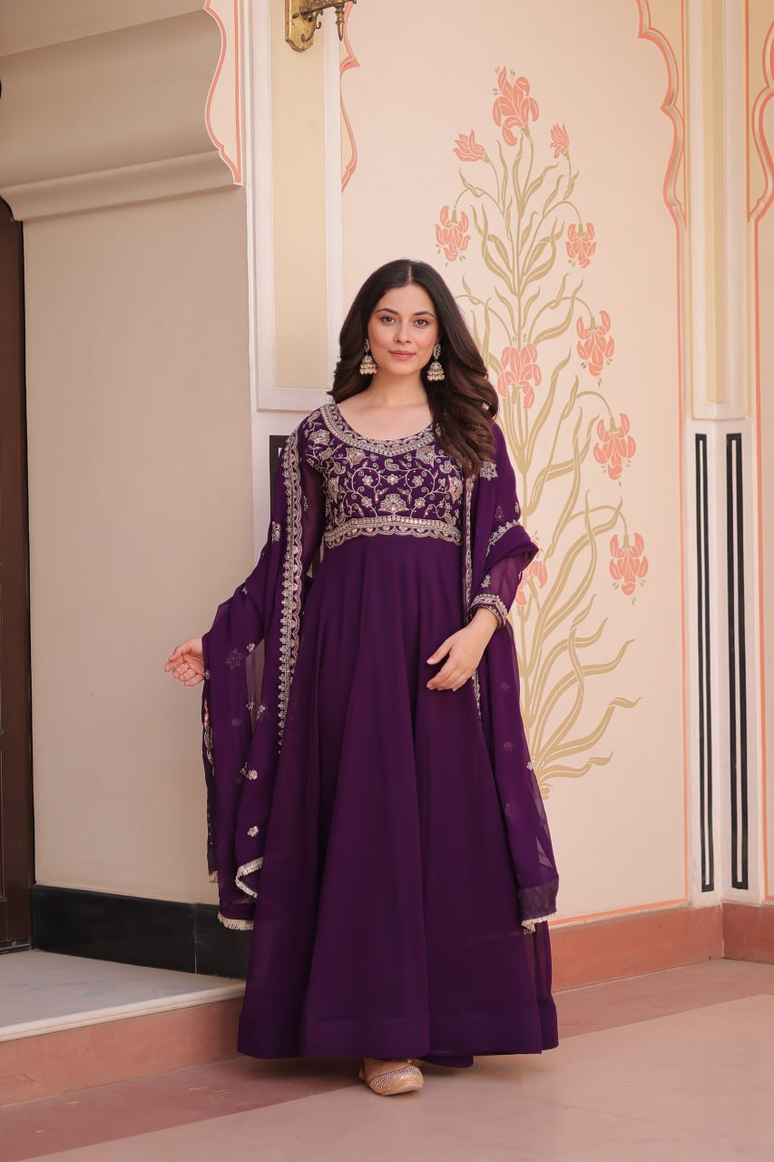 Designer Premium Faux Blooming Beads Embroidered Anarkali Set