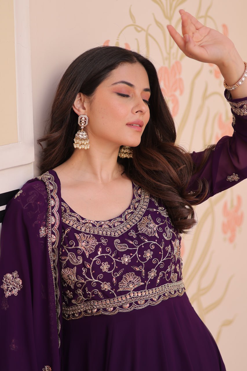 Designer Premium Faux Blooming Beads Embroidered Anarkali Set