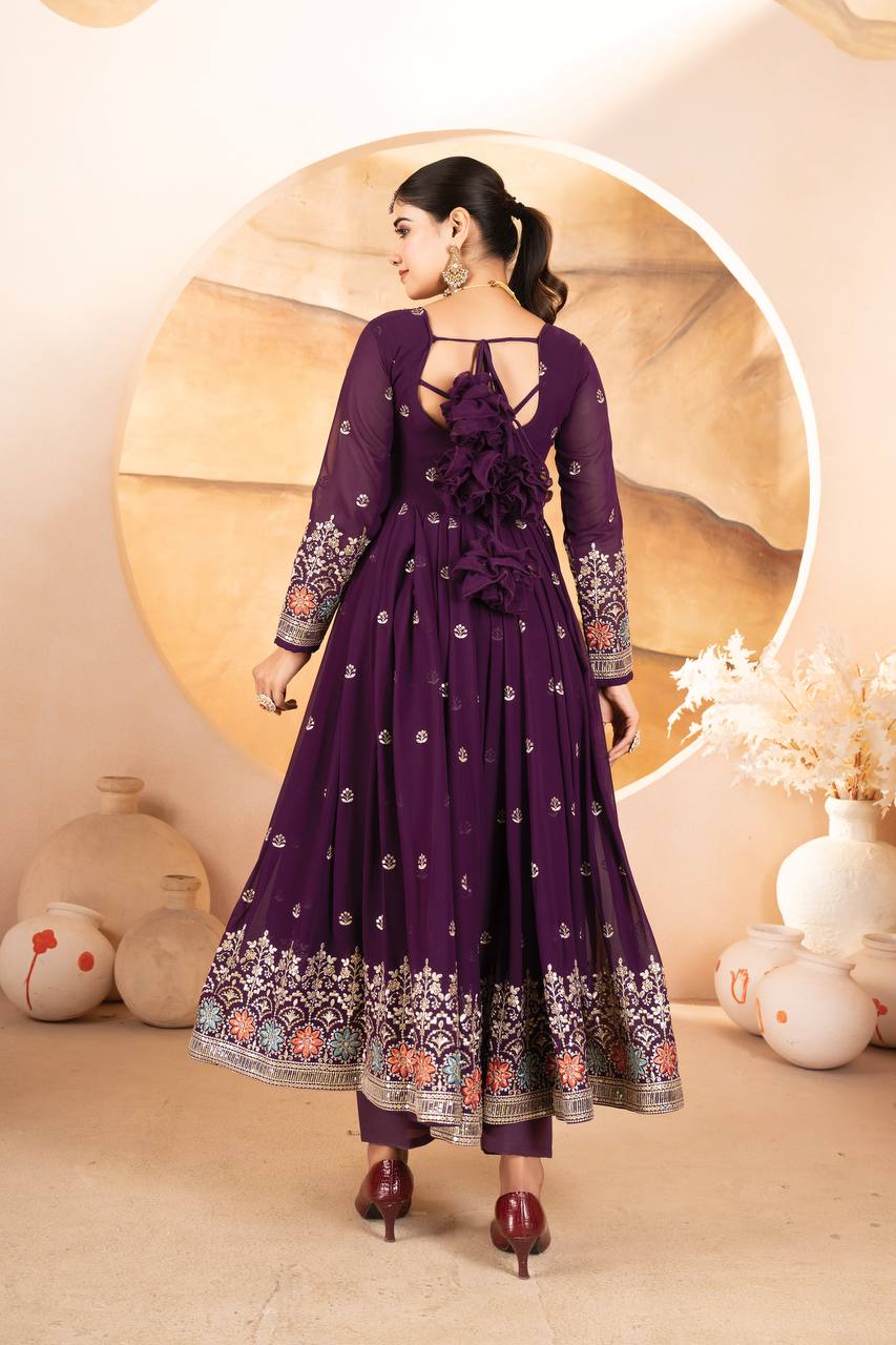 New Functionwear Luxurious Faux Blooming Georgette Anarkali Suit Set