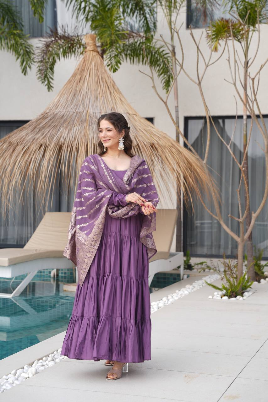 Purple New Designer Premium Anarkali Suit Set