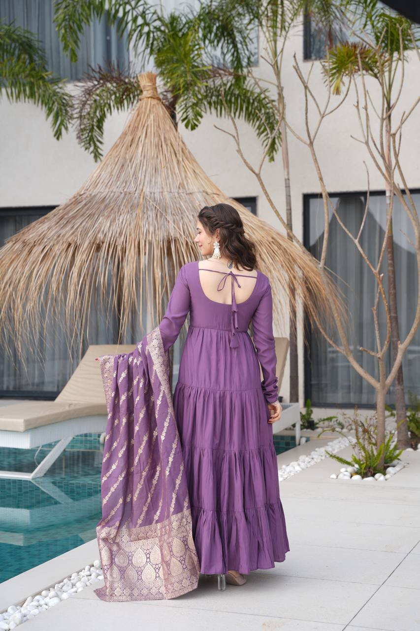 Purple New Designer Premium Anarkali Suit Set