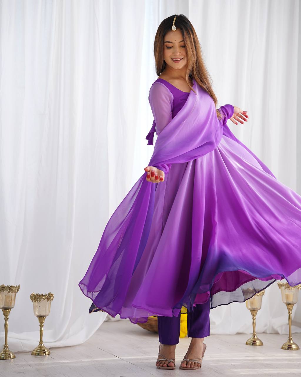 Wedding & Festive Wear Anarkali – Fully Stitched 6.5 Mtr Flair with Dupatta