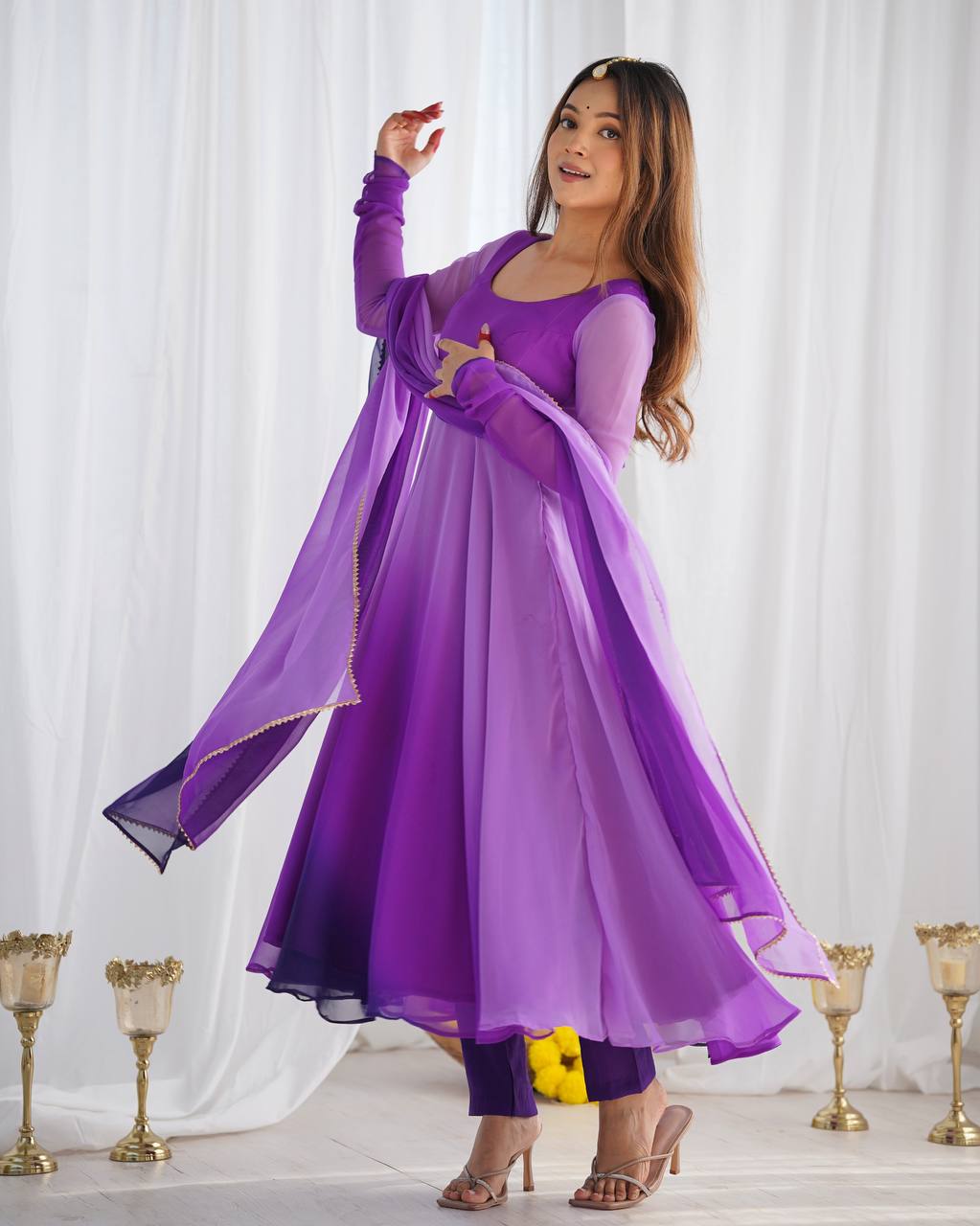 Wedding & Festive Wear Anarkali – Fully Stitched 6.5 Mtr Flair with Dupatta