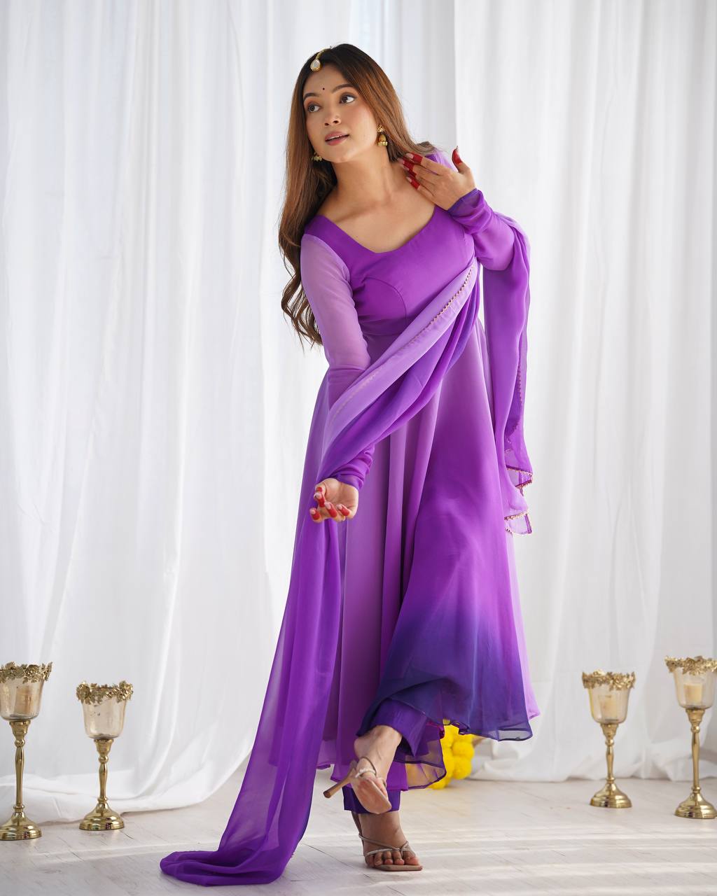Wedding & Festive Wear Anarkali – Fully Stitched 6.5 Mtr Flair with Dupatta