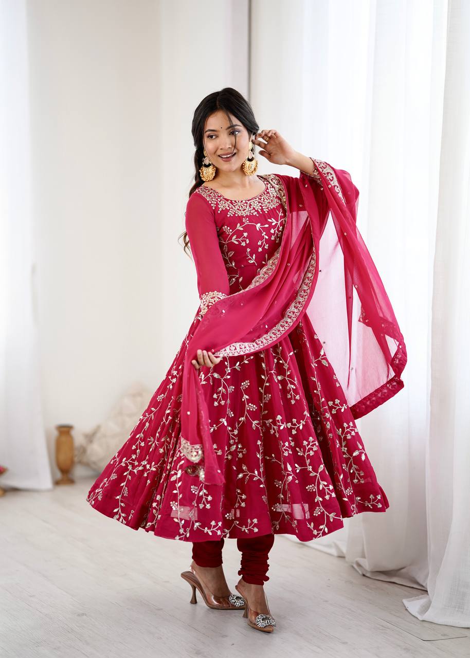 Red Beautiful Designer Anarkali Set