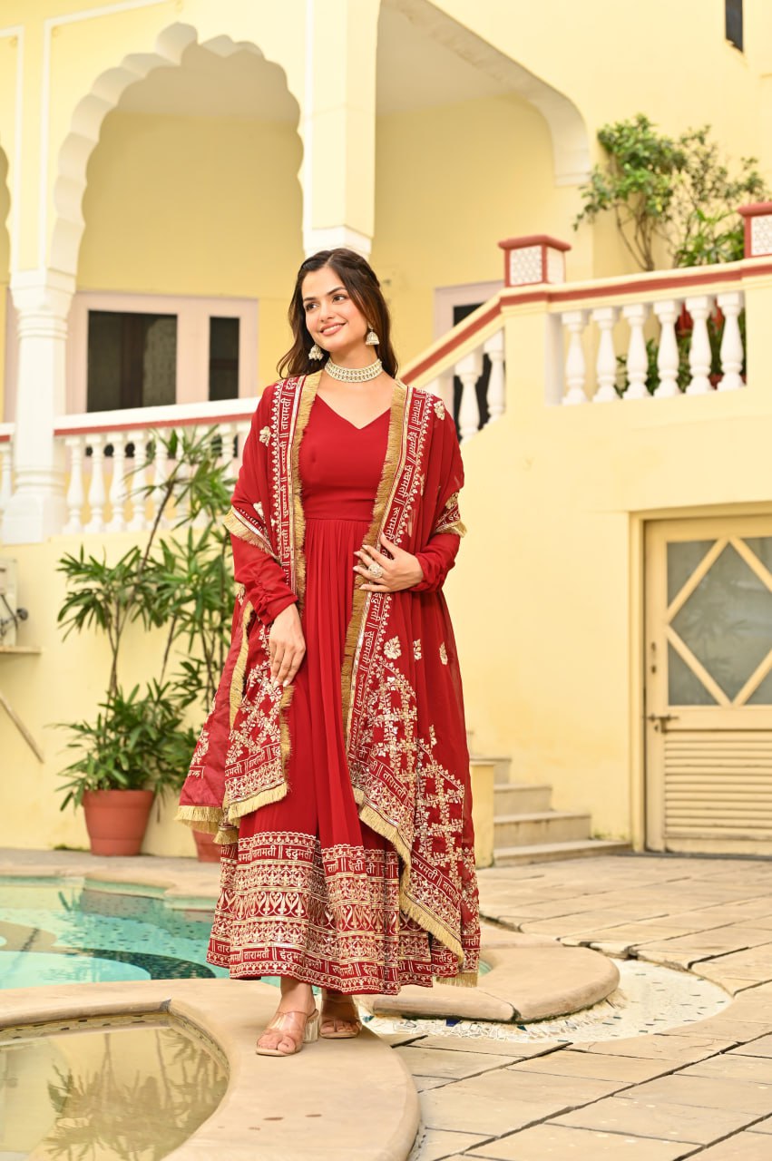 Premium Quality Faux Blooming Embroidered Anarkali Set
