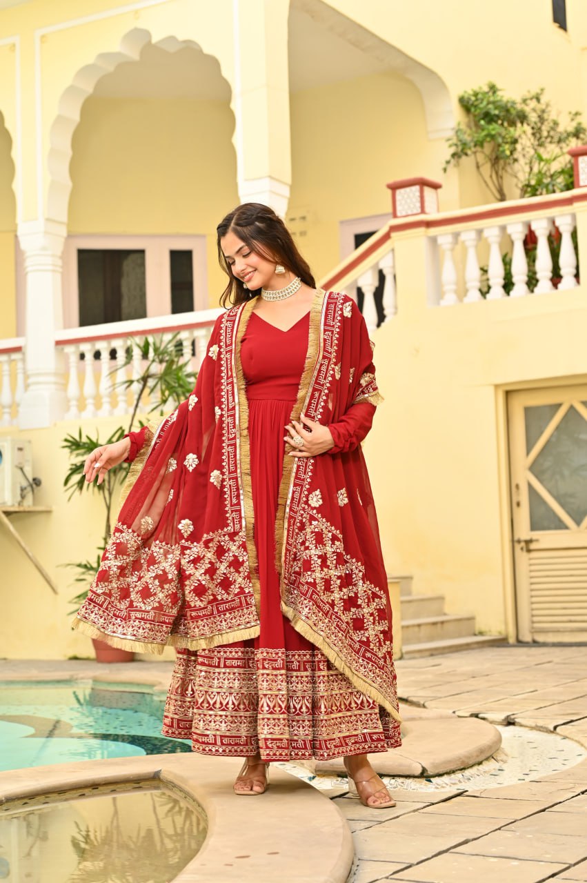 Premium Quality Faux Blooming Embroidered Anarkali Set