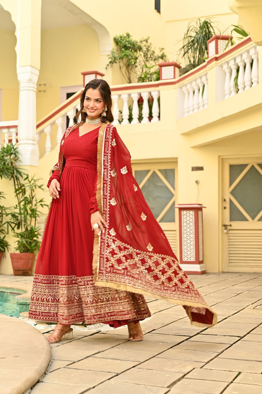 Premium Quality Faux Blooming Embroidered Anarkali Set