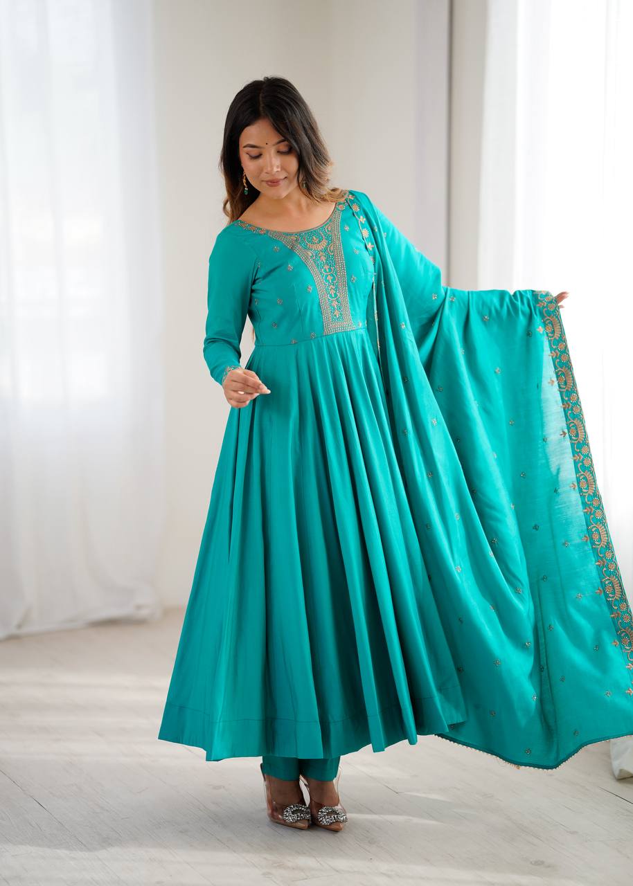 Premium Roman Shimmer Anarkali – Royal Look for Every Occasion