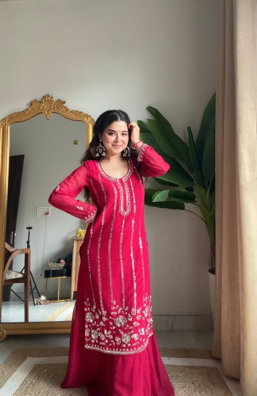 New Designer New Premium Kurta With Sharara Set