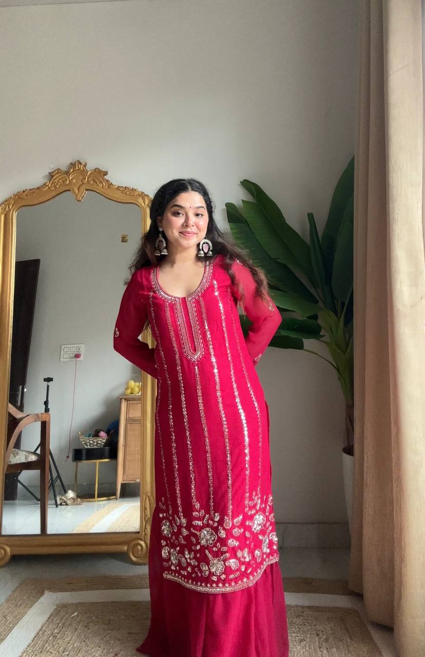 New Designer New Premium Kurta With Sharara Set