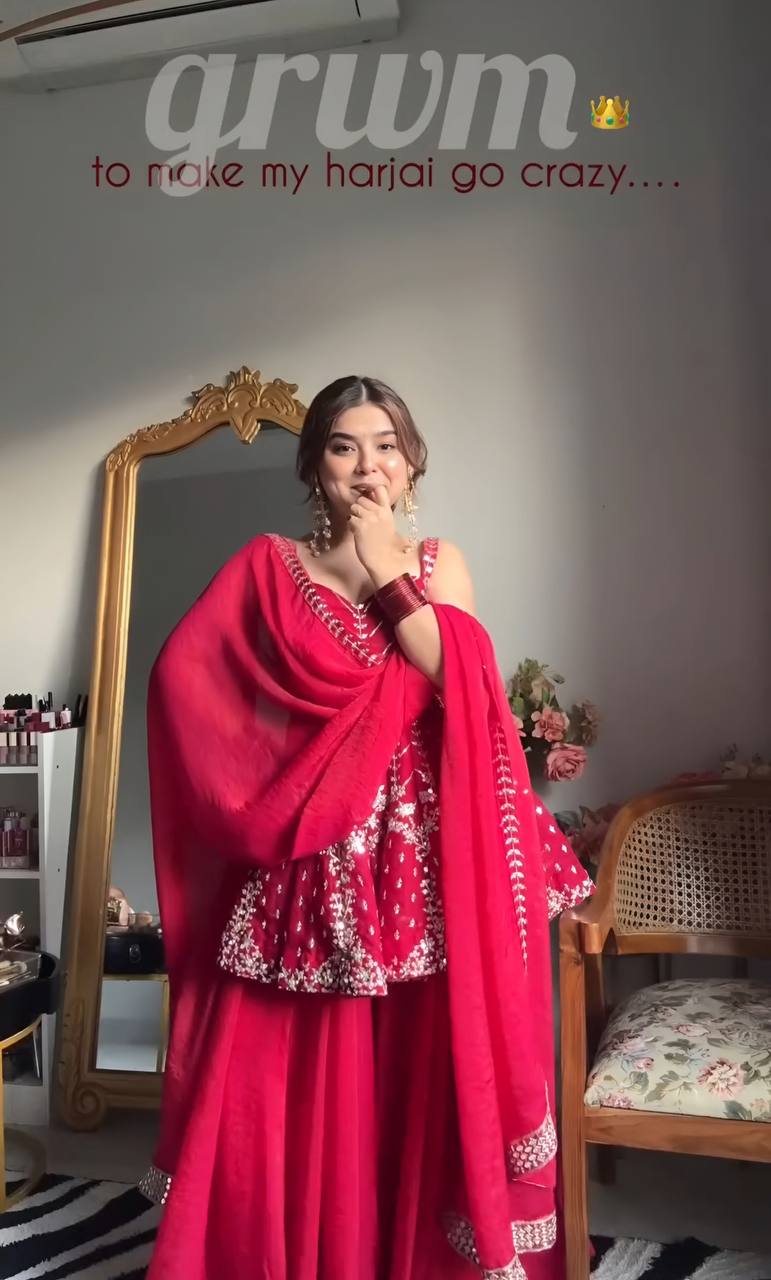 Faux Blooming Embroidered Kurta Sharara Set with Dupatta