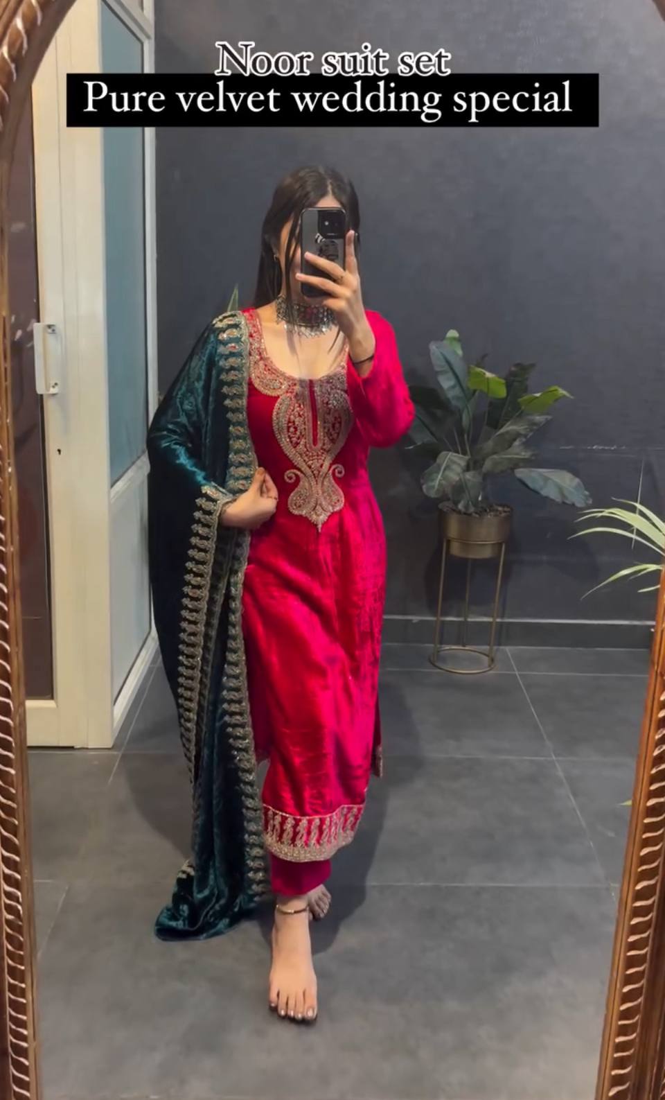 New Designer Premium Velvet Embroidery Work Kurta Set