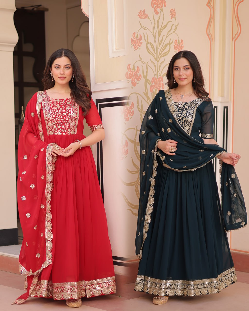 New Functionwear Faux Blooming Anarkali Set