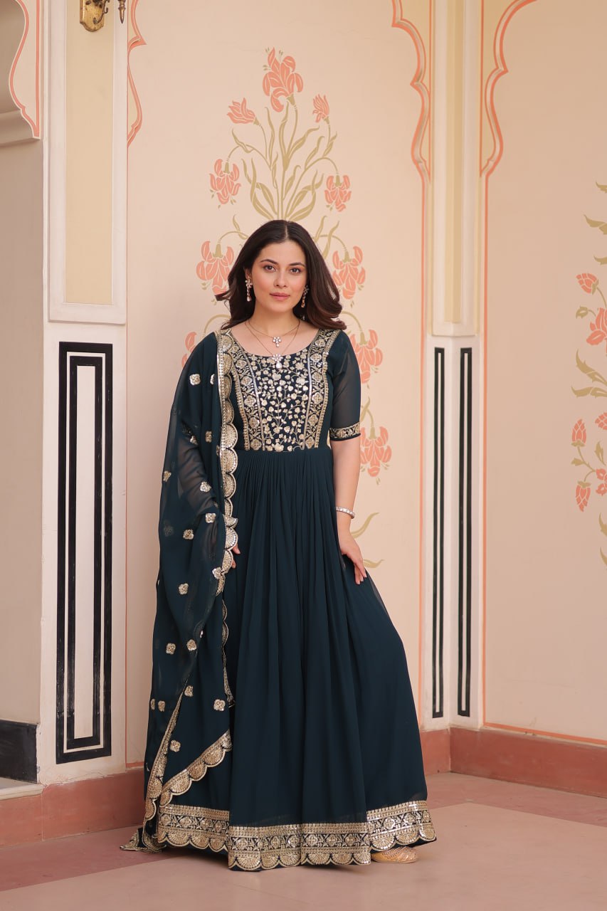 New Functionwear Faux Blooming Anarkali Set