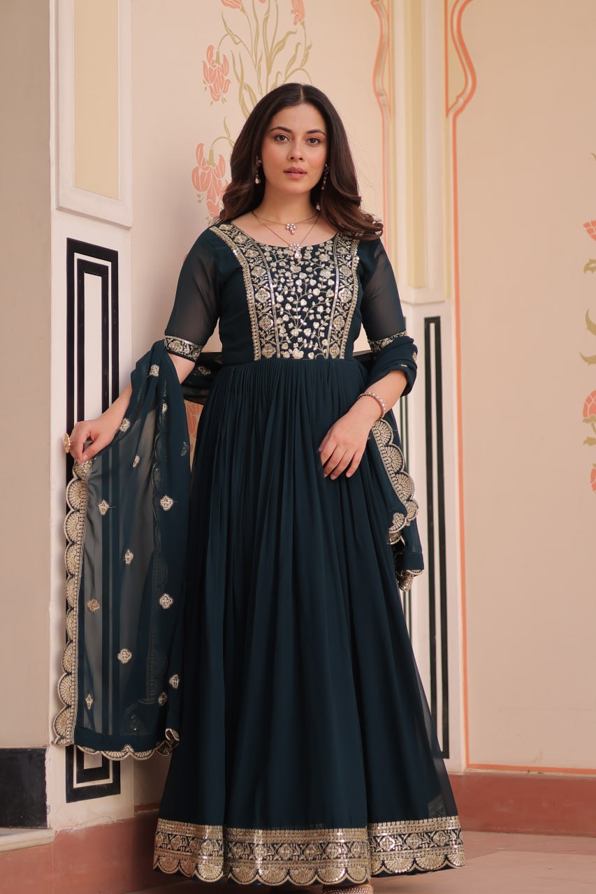 New Functionwear Faux Blooming Anarkali Set