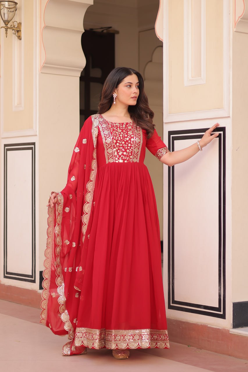 New Functionwear Faux Blooming Anarkali Set