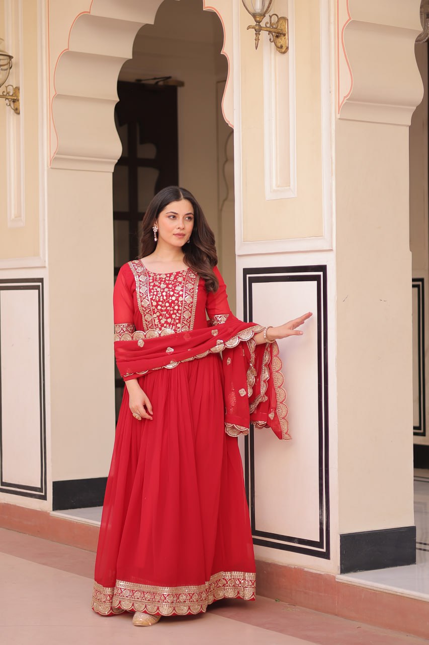 New Functionwear Faux Blooming Anarkali Set