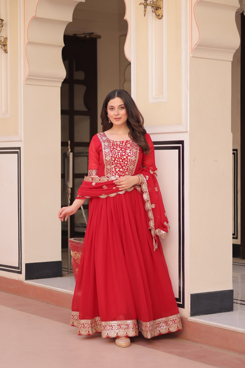 New Functionwear Faux Blooming Anarkali Set