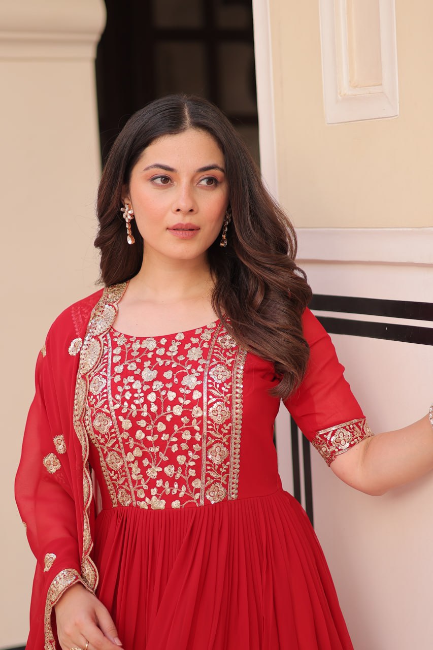 New Functionwear Faux Blooming Anarkali Set