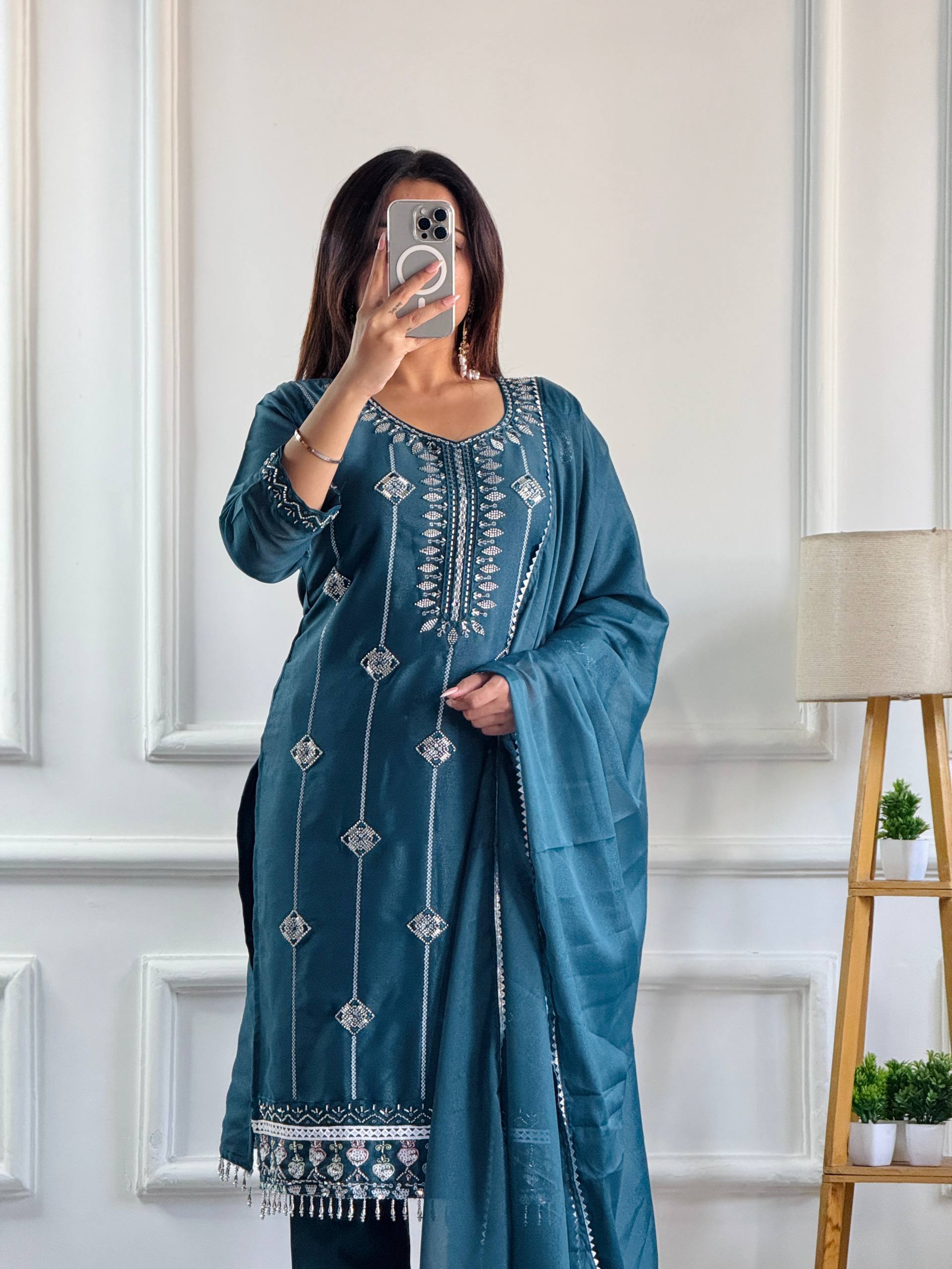 New Partywear Georgette with Heavy Embroidery Kurta Set
